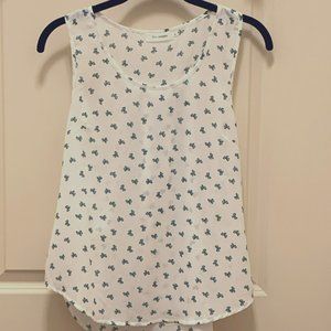 Blu Pepper Tank Top Off White with Aqua Bow Print Size Small